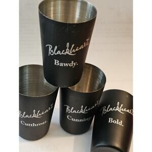 Black Heart Metal Shot Glasses Set Of Four Black And Silver